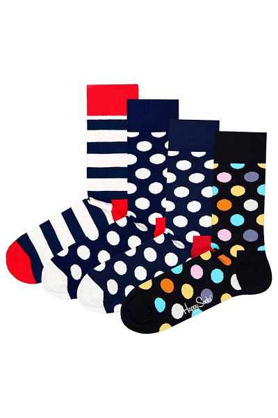 Happy Socks Unisex Socken, 4er Pack - Classic Crew, Bio-Baumwolle, Farbmix