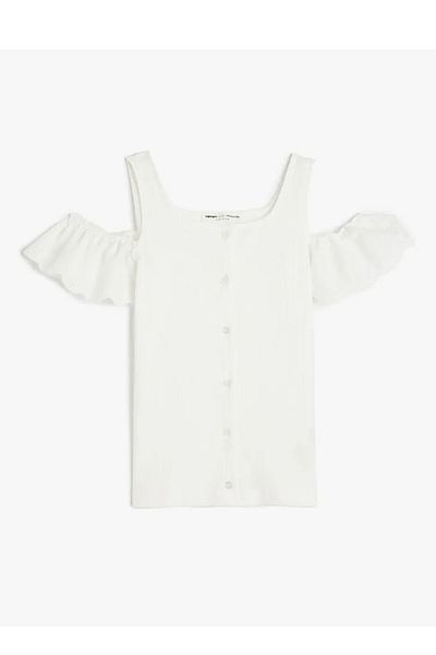 Koton Plain White Girl Blouse 5Skg60014Ak