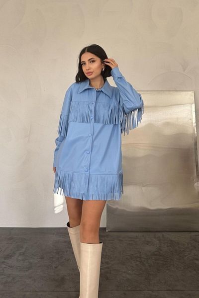 modaserdem Blue Tasseled Leather Shirt