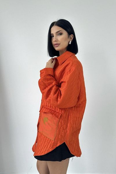 modaserdem Orange Pocket Quilted Shirt