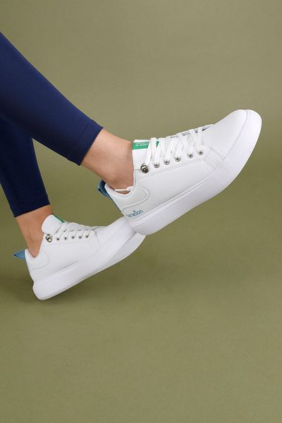 Getcho Pantofi sport albi pentru femei Benetton Fuka BNI-11166