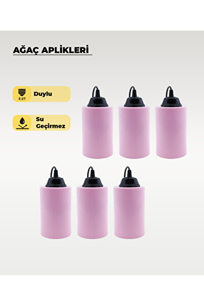 Pink Cylinder Tree Lantern - 6pcs