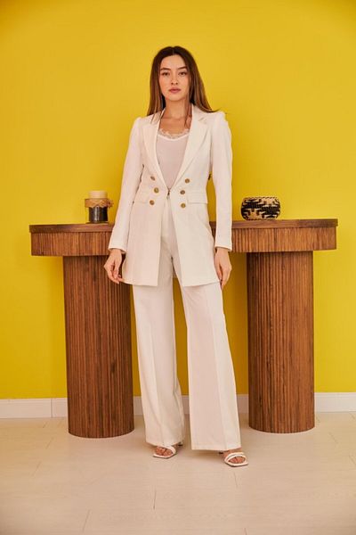 BEYD Ecru Blazer Buttoned Jacket