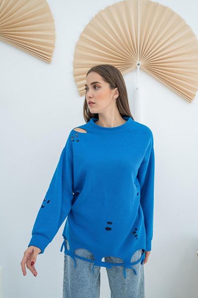 trend henna Blue Laser Cut Blouse