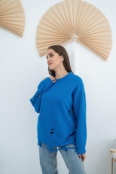 trend henna Blue Laser Cut Blouse