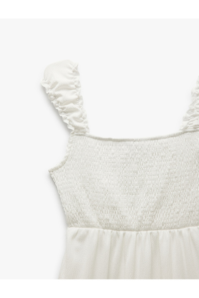 Koton Mini Dress Wrap Back Sparkle Square Collar Folded Flounce Thick Askarial