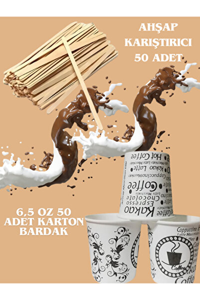 Mezpack Ambalaj 6,5 Oz Karton Bardak/50 Karıştırıcı
