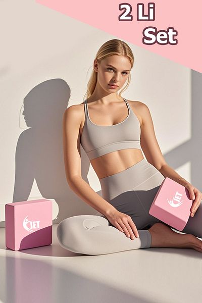 Jet Pink Eva Yoga Block Set - 2 Piece Posture and Balance Exercise Block