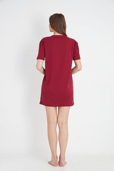 Siyah İnci Rochie de noapte cu imprimeu burgundy cu decolteu 7831