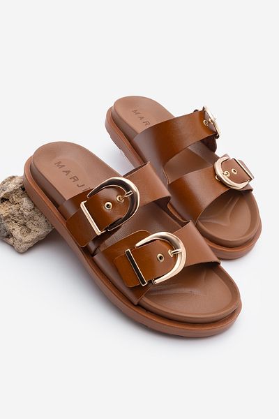 Marjin Damen-Hausschuhe aus echtem Leder mit Schnalle