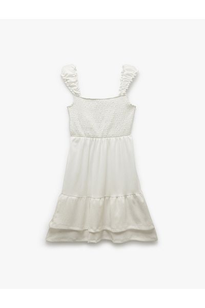 Koton Mini Dress Wrap Back Sparkle Square Collar Folded Flounce Thick Askarial