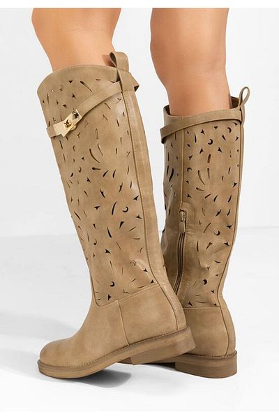 B T Shoes Cizme fara toc Florina kaki
