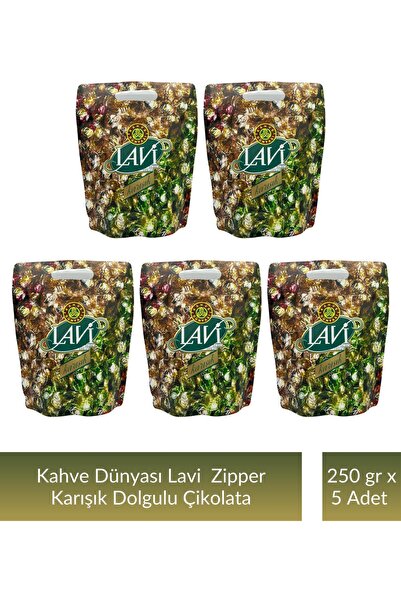 Kahve Dünyası Kahve Dünyası Zıpper Lavi Karışık Çikolata 250 gr x 5 Adet