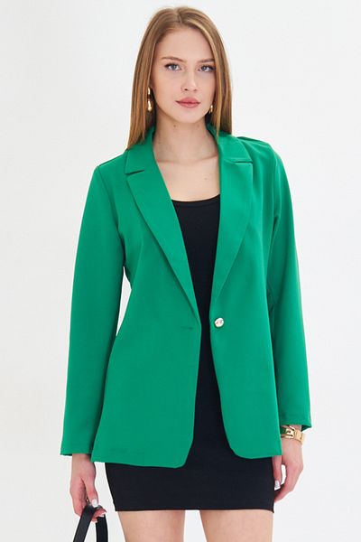 armonika Dámská zelená bunda s jedním knoflíkem Arm-23y001047
