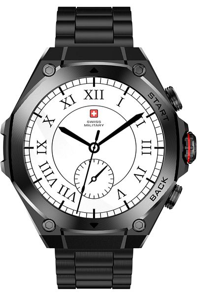 Swiss Military DOM6 Smartwatch 1.43” AMOLED,BT Calling,Health & Sports,IP67,7 Days,iOS/Android Compatible Gun Metal