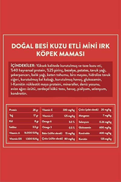 kito Doğal Besi Kuzu Etli Yetişkin Mini Irk Köpek Maması 2.5 Kg (SÜPER PREMİUM MAMA-ADULT MİNİ)