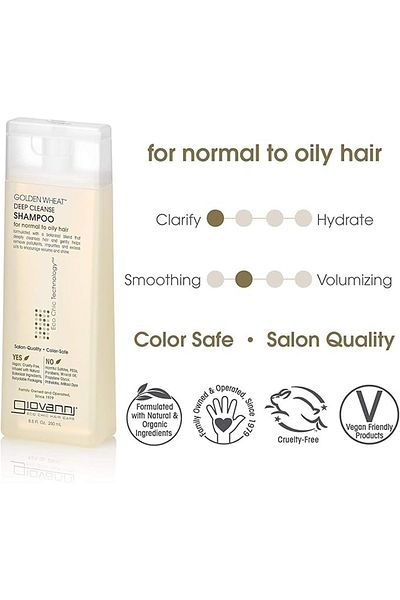 Giovanni Giovanni Golden Wheat Deep Cleanse Shampoo, Infused with Eco Chic Technology, 250 ml
