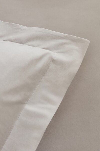 Karaca Home Ina 80 Thread 100% Cotton Double Percale Duvet Cover Set Light Gray