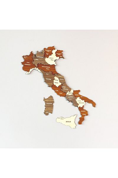Colorfull Worlds 3D Wooden Italy Map 60X51