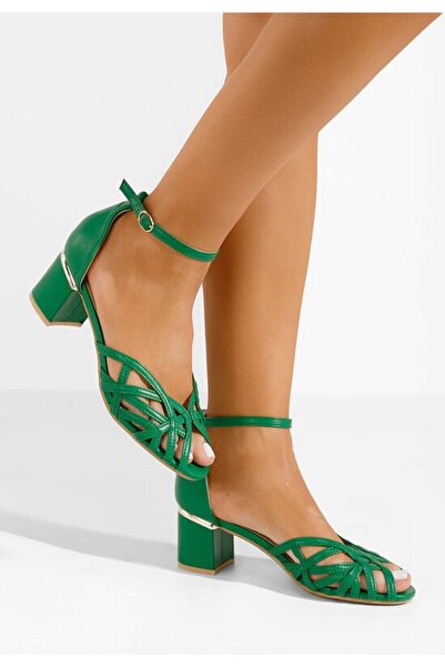 B T Shoes Sandale cu toc gros Luigina verzi