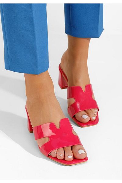 B T Shoes Alemena fuchsia heeled slippers