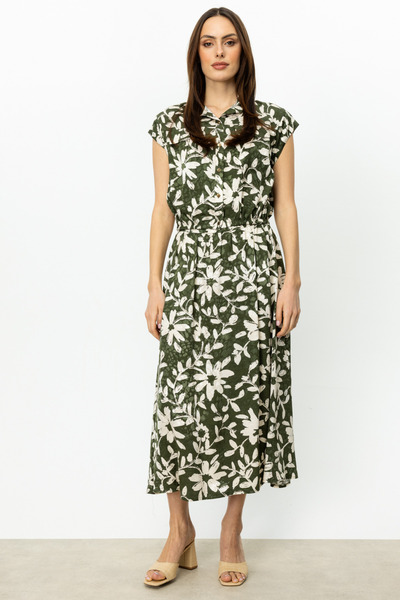 Genel Markalar Desenli Maxi Boy Etek Haki-54491