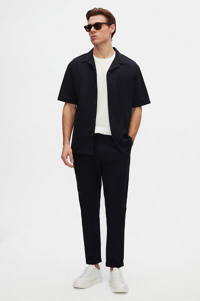 Twn Relaxed Fit Navy Blue Thin and Light Rpt Jogger Pants