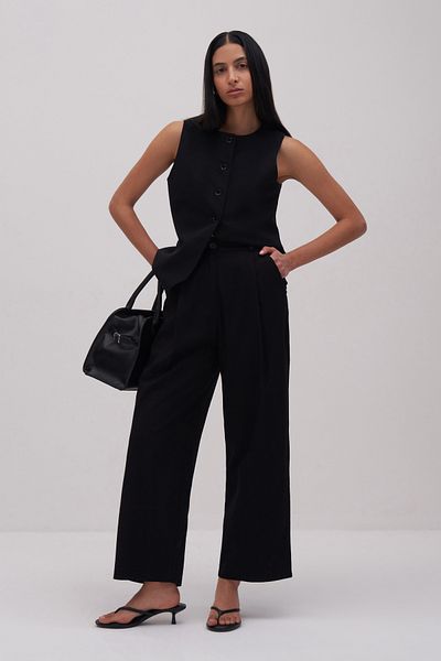 mathilda store Women's Black High Waist Loose Cut Pants