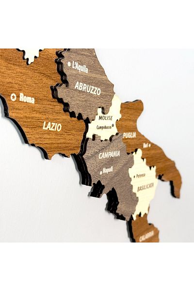 Colorfull Worlds 3D Wooden Italy Map 60X51