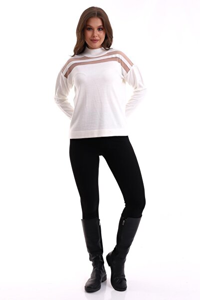 Irmak Kerekli Transparent Striped Knitwear Sweater Knitwear Blouse 1107