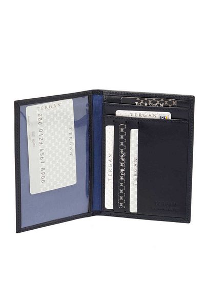 Tergan Navy Blue Genuine Leather Men's Id Case - S1Kı 00001582 -H86