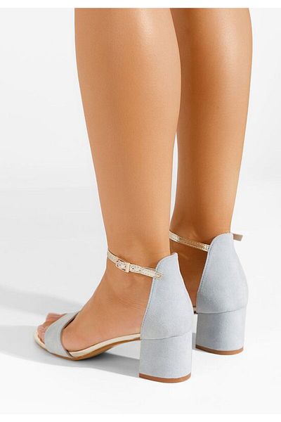 B T Shoes Sandale cu toc mediu Landete bleu