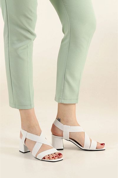 POPULARSHOP Knitwear Elastic Heeled Sandals