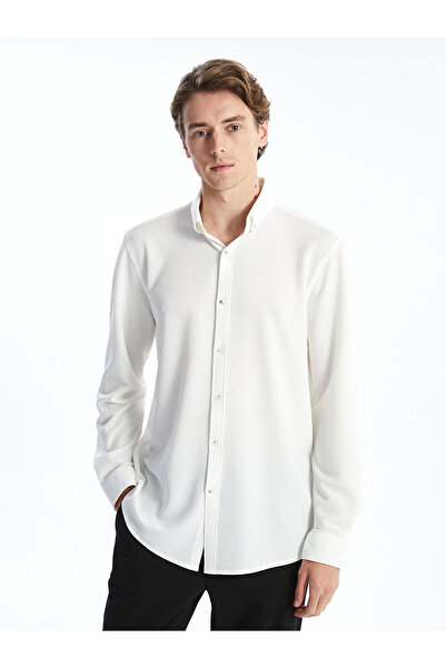 LC Waikiki Nevavm Slim Fit Long Sleeve Men's Textured Shirt with Difference