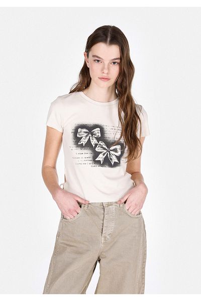 Colin's Slim Fit Women's Ecru Short Sleeve T-Shirt