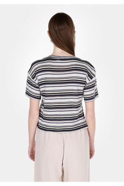 Colin's Regular Fit Round Neck Striped Women's Multicolor Short Sleeve T-Shirt