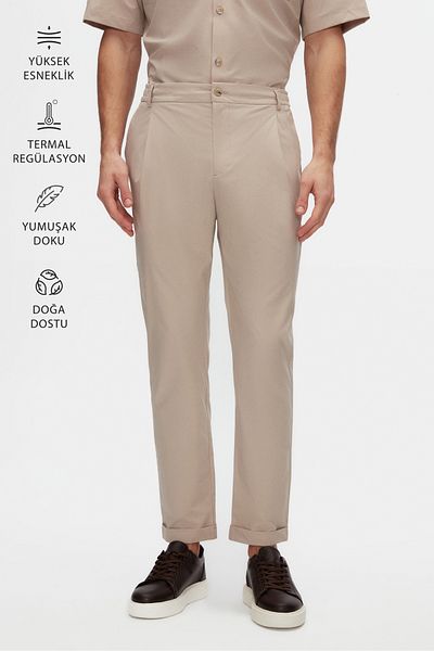 Twn Relaxed Fit Beige Thin and Light Rpt Jogger Pants