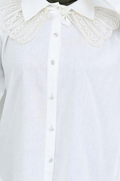 giyze Lace Detailed Baby Collared Shirt Ecru