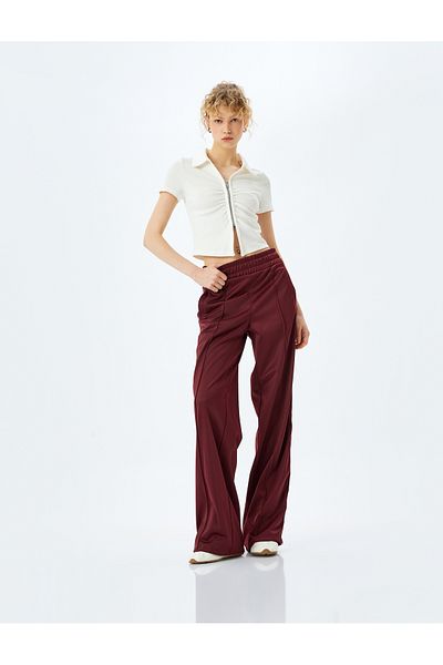 Koton Zipper Detailed Slim Fit Draped Short Sleeve Crop T-Shirt