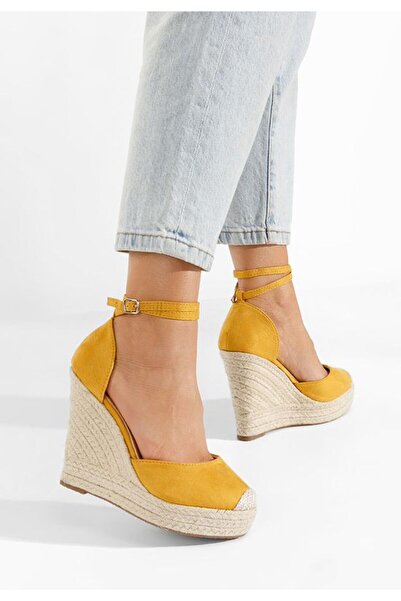 B T Shoes Σανίζα κίτρινα σανδάλια πλατφόρμας