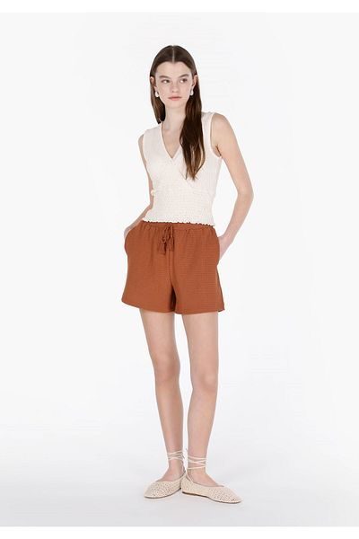 Colin's Regular Fit Mid Waist Jacquard Women's Brown Shorts
