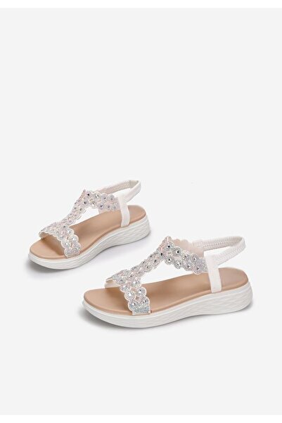 B T Shoes Sandale cu talpa groasa Ozana albe