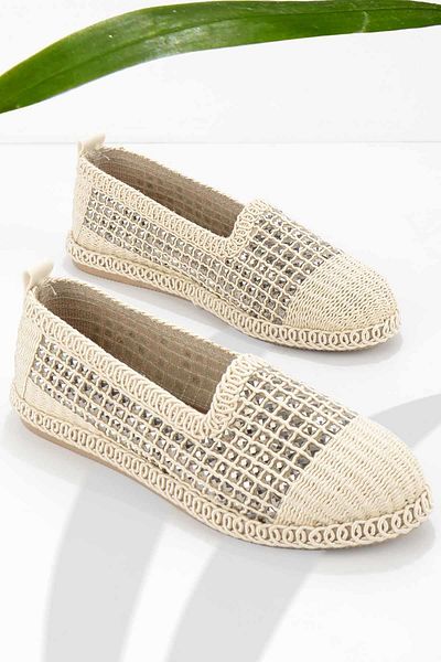Bambi Platinfarbene Ballerinas für Damen – gestrickt 01823012516