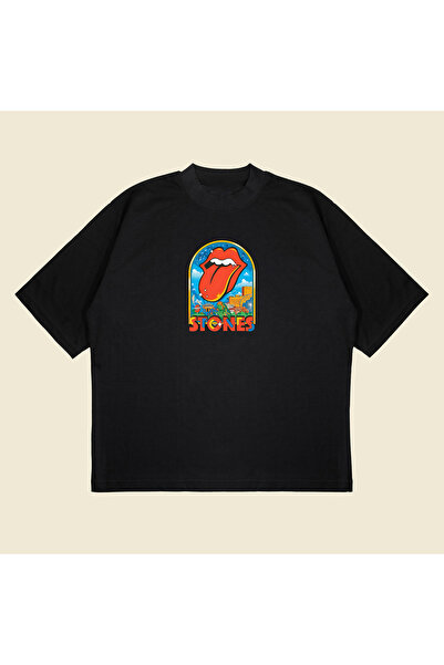 PURE POWER Rolling Stones Atlanta cu imprimeu supradimensionat Bumbac unisex țesătură groasă respirabilă tricou