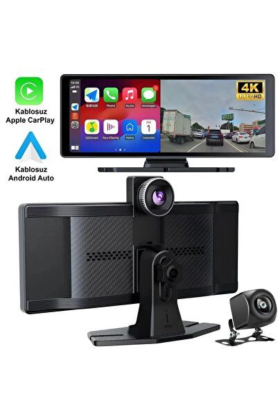 Wevolt MB-250 PREMİUM 10 İNÇ 4K CARPLAY VE ANDROİD UYUMLU YENİ NESİL ÖN - ARKA KAMERA