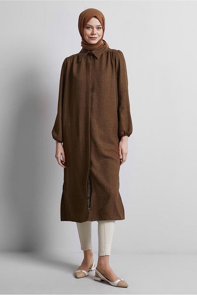 TRENDTESETTÜR Women's Brown Long Tunic t 4716