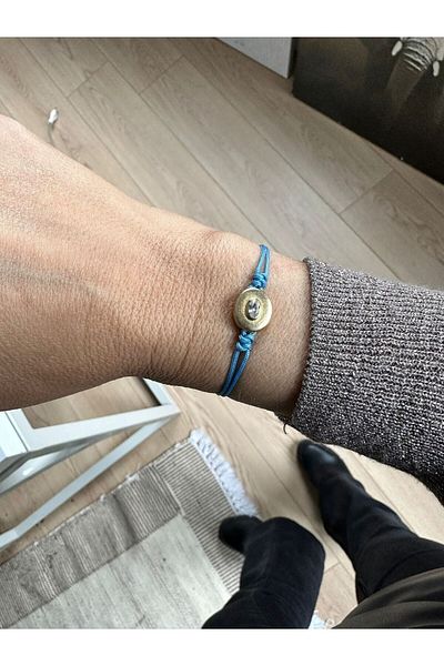 Juju Bronze White Jewelled Ellipse Turquoise String Bracelet