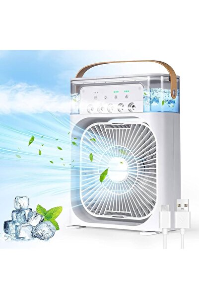 Tastech BUZLU FAN TAŞINABİLİR SU BUHARI PÜSKÜRTMELİ KLİMA SERİNLETİCİ VANTİLATÖR ODA HAVA NEMLENDİRİCİ