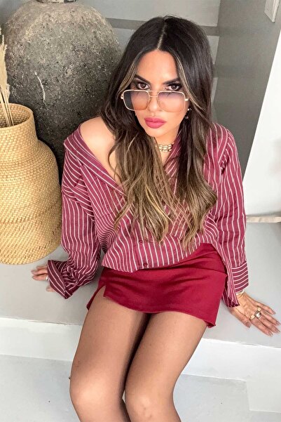 Sohotique By P Yırtmaçlı Şort Etek Bordo