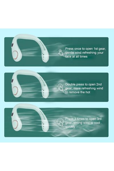 Tastech BOYUNA TAKILAN FAN MİNİ KLİMA SERİNLETİCİ VANTİLATÖR LED EKRANLI 3 SEVİYE ŞARJLI BOYUNLUK FAN